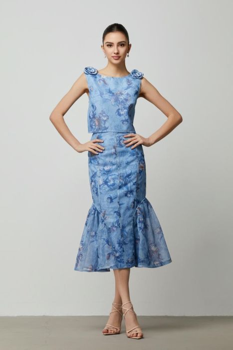 mix print peplum skirt