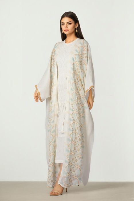 Embroidered Linen Abaya