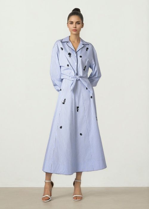Striped Poplin Skirt
