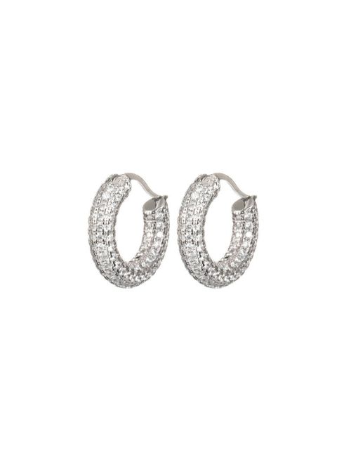 Silver Crystal Hoops