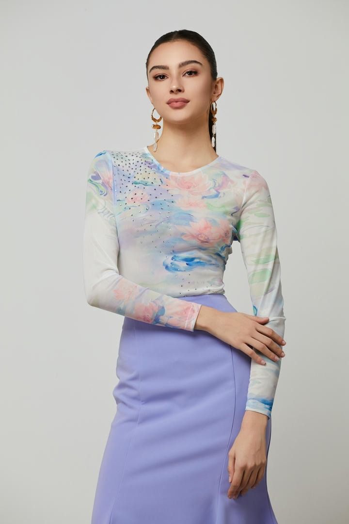 mix print bodysuit top
