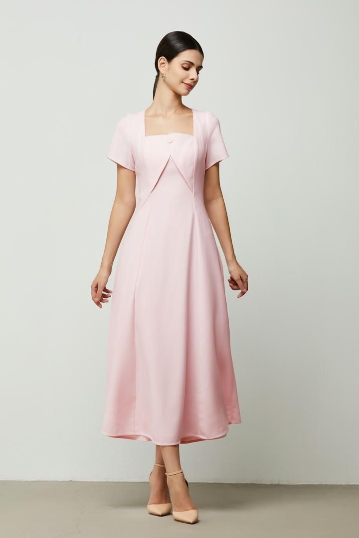 Blush Crepe Midi Dress