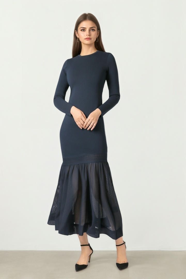 Long-Sleeve Knit Dress