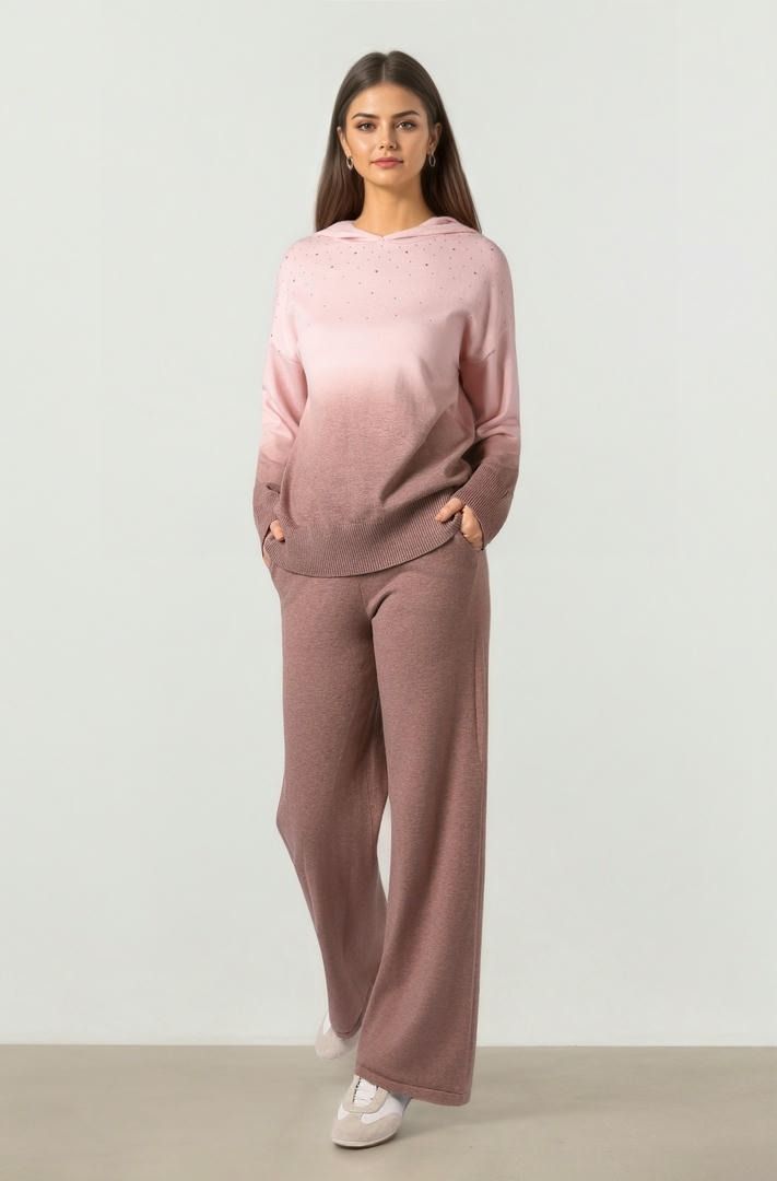 Brown Knit Wide Pants