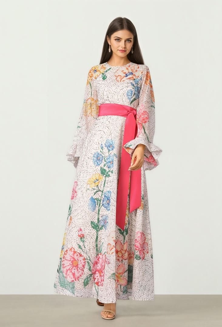 Printed Organza Dress