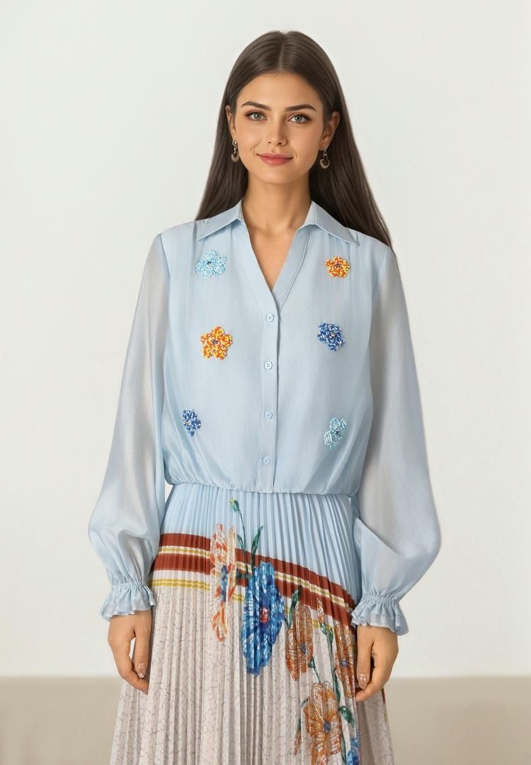 Embellished Tencel Top