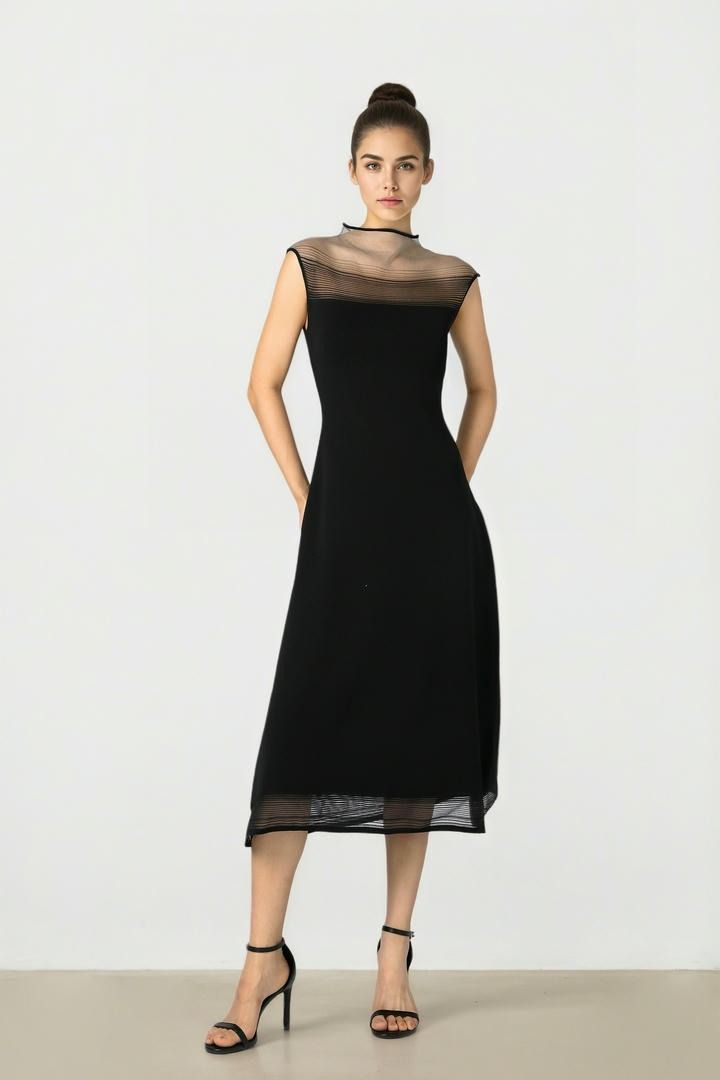 Black Knit Midi Dress