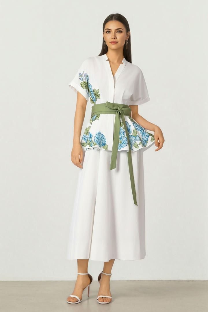 Belted Print Dress