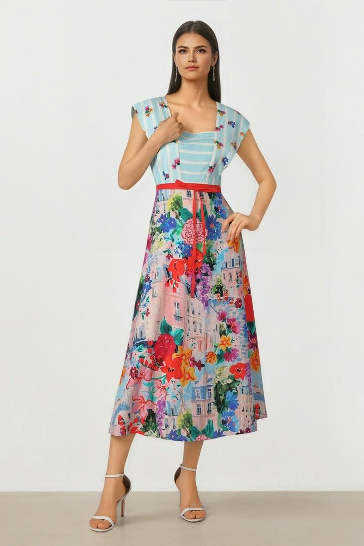 Stripe Floral Dress