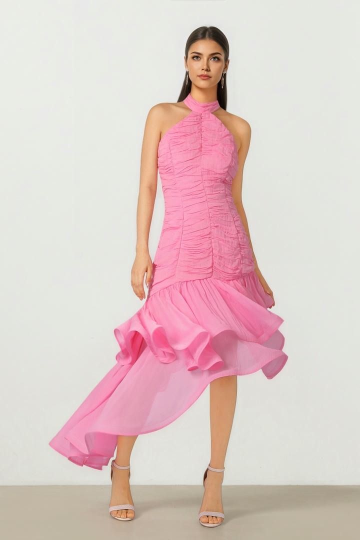 Asymmetric Ruffle Dress