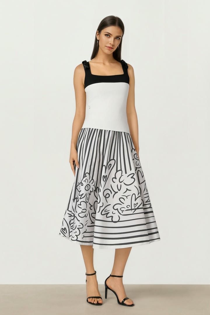 Monochrome Print Skirt