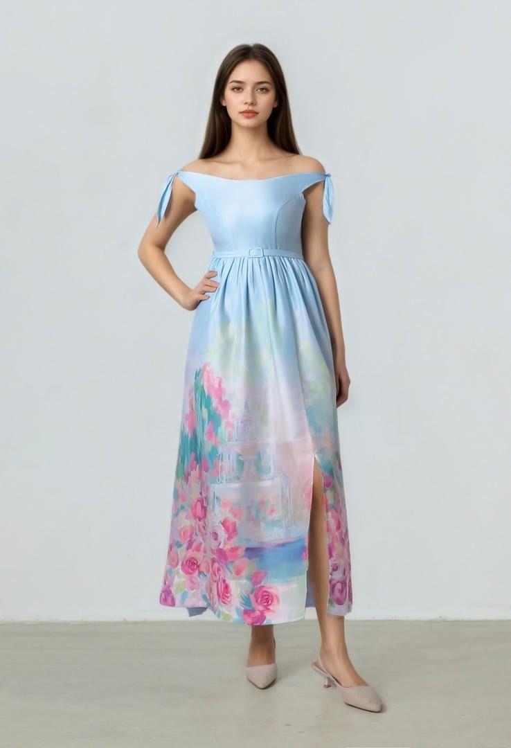 Printed Off-shoulder Dress