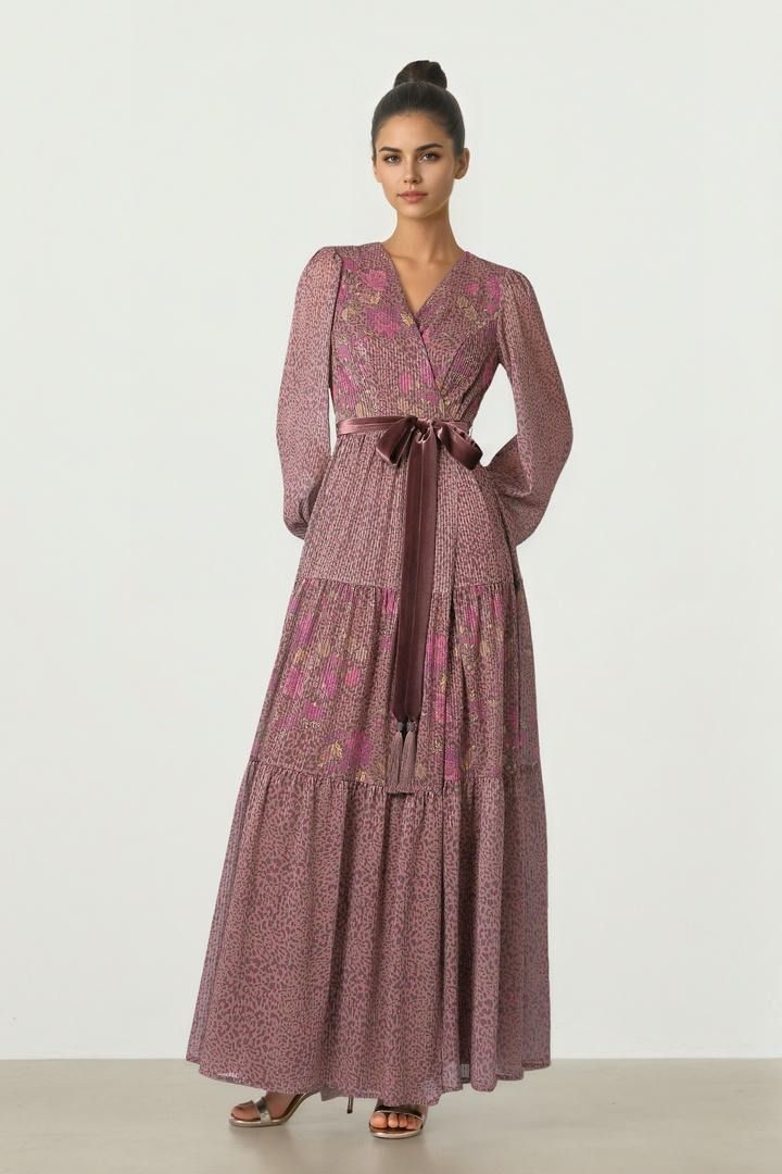 Embroidered Wrap Dress