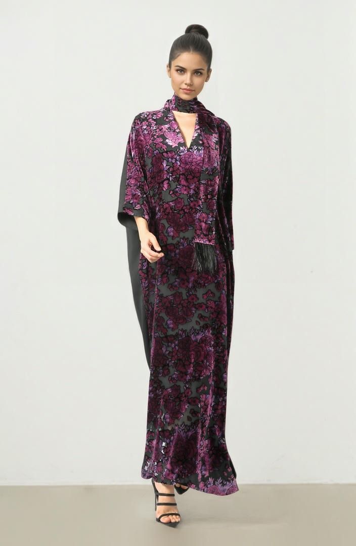 Printed Devore Kaftan