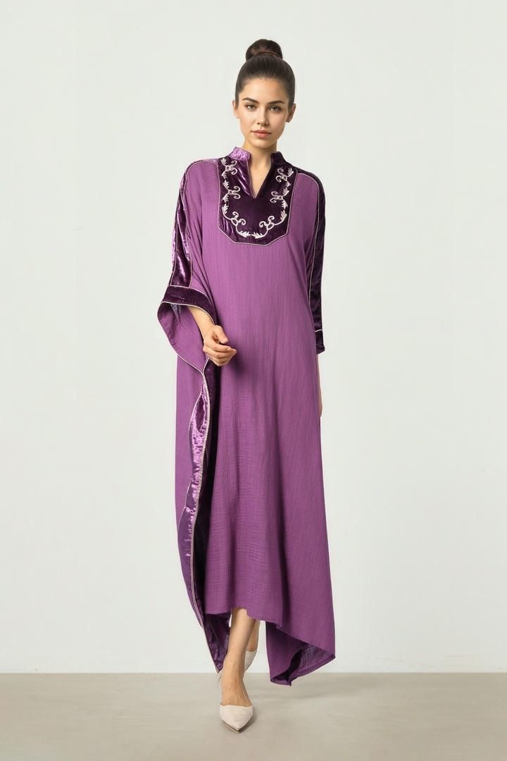 Embroidered Purple Kaftan