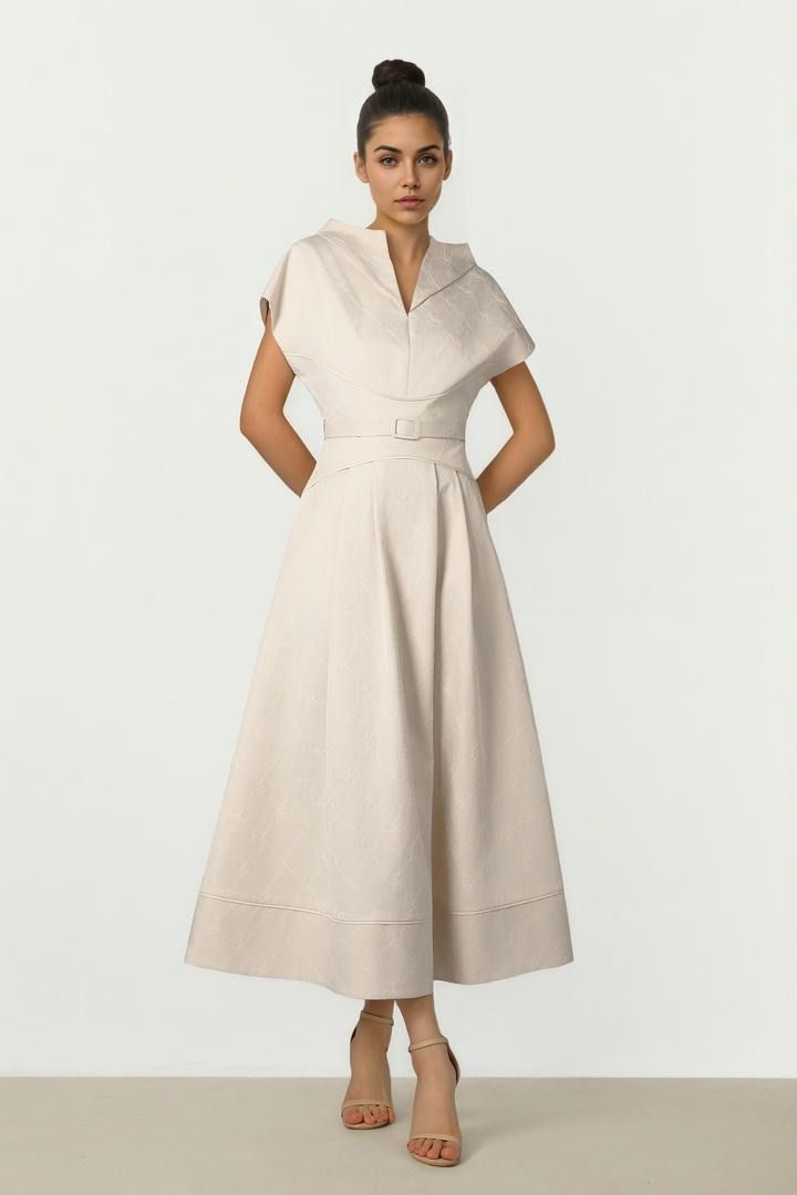 Embroidered A-Line Midi