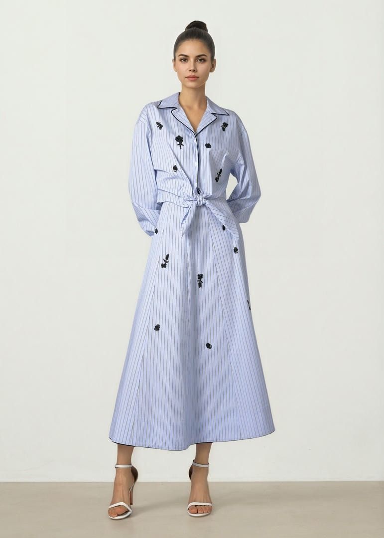 Striped Poplin Skirt