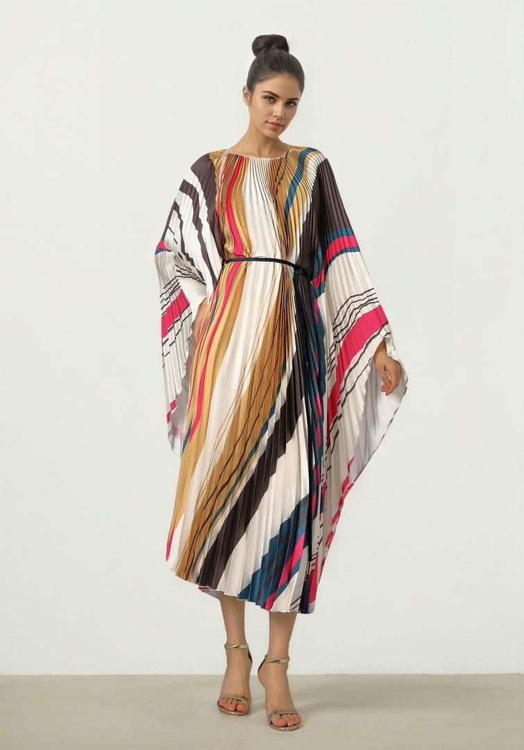 Pleated Satin Kaftan