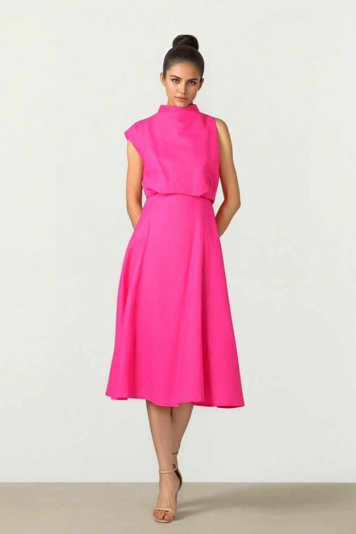 Fuchsia Linen Dress