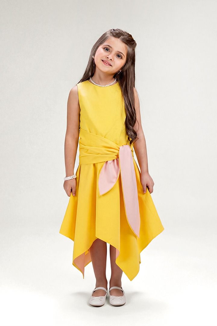 Kids Yellow Crepe Dress