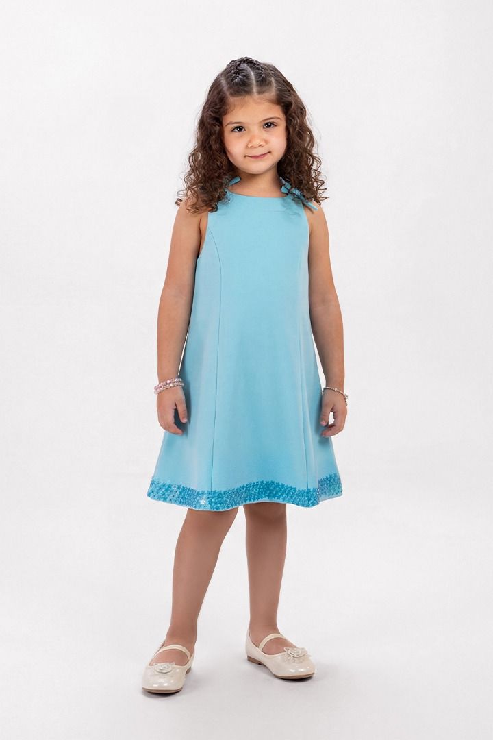 Kids Blue Crepe Dress