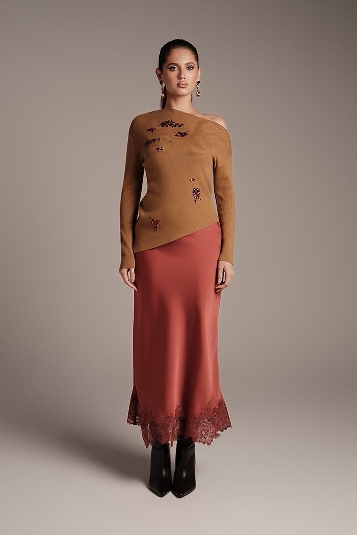 Crepe Flounce Skirt