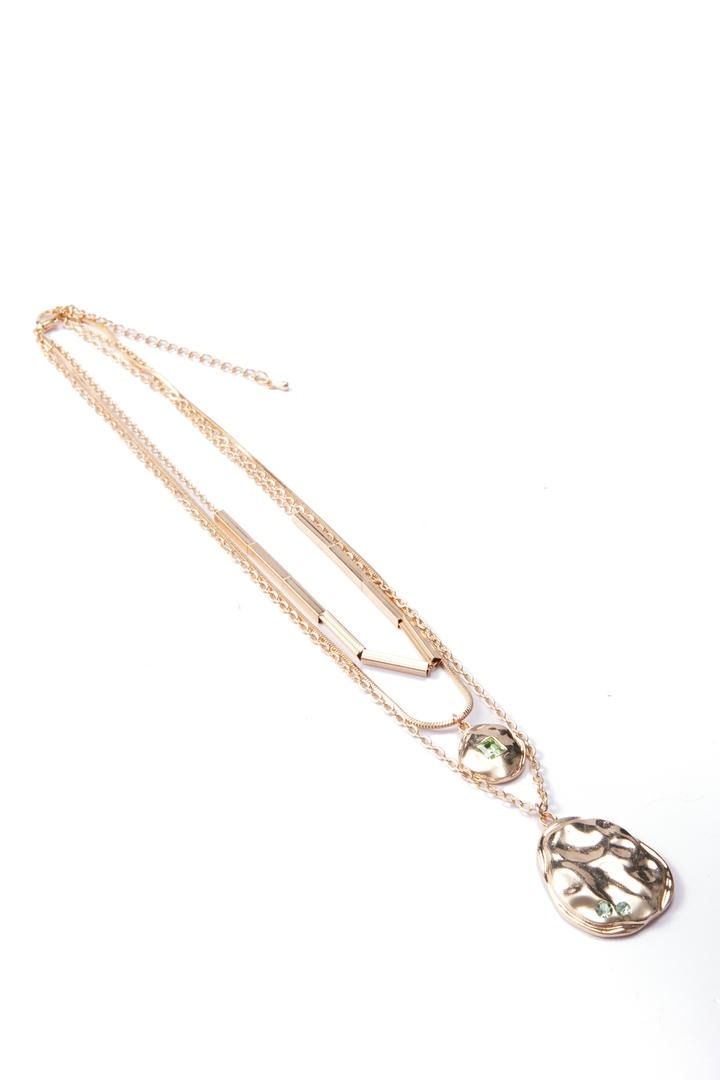 Multi-row golden necklace
