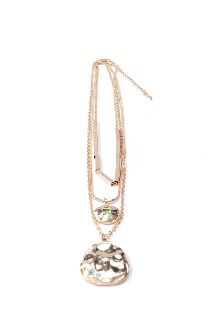 Multi-row golden necklace