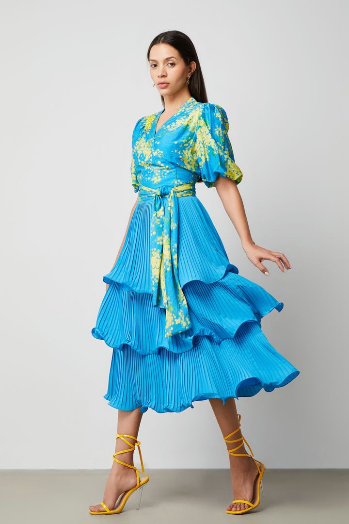 Balloon sleeves printed blouse