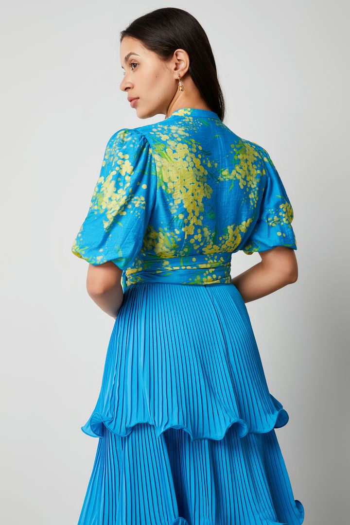 Balloon sleeves printed blouse
