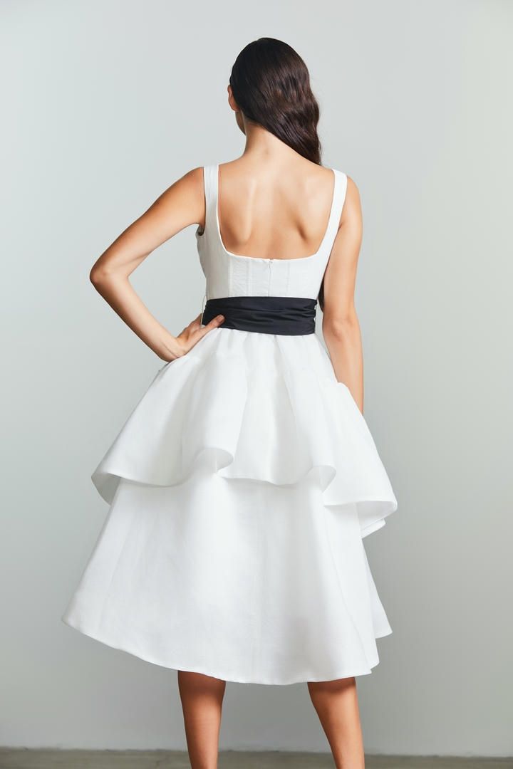 Black self-bet dress