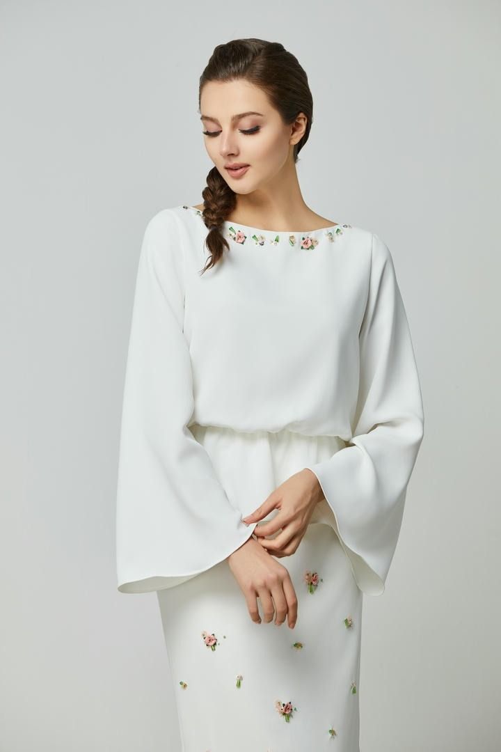 Embellished neckline blouse
