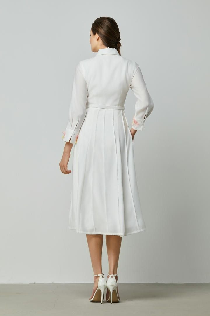 Floral Cuff Belted Midi Dress
