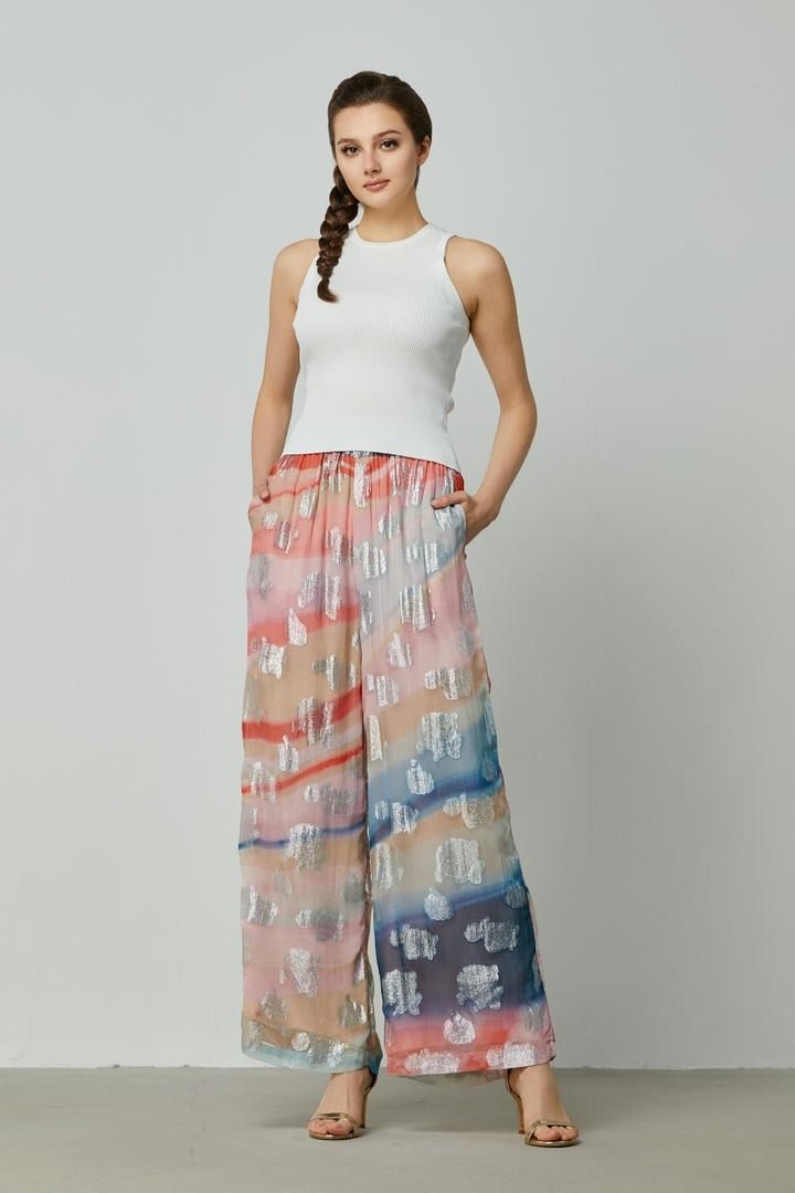 High-Waist Printed Pants