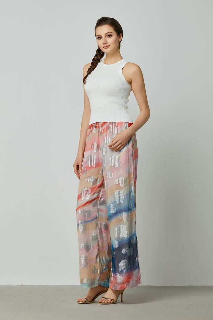 High-Waist Printed Pants