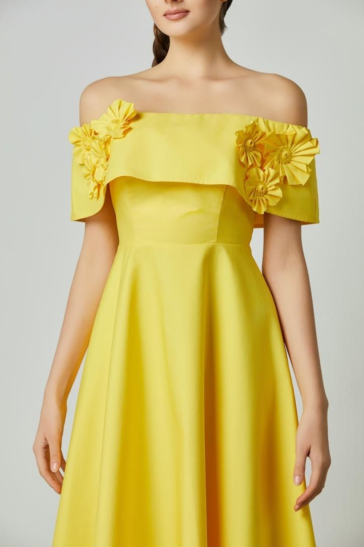 Lemon Blossom Off-Shoulder Dress