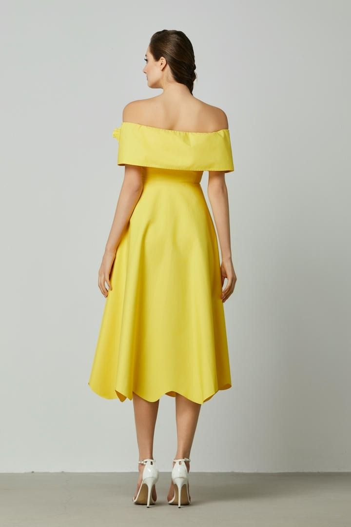 Lemon Blossom Off-Shoulder Dress
