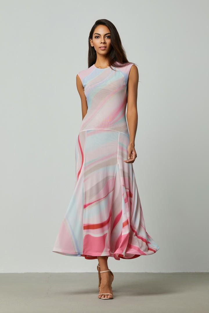 Vivid Elegance High-Neck Dress