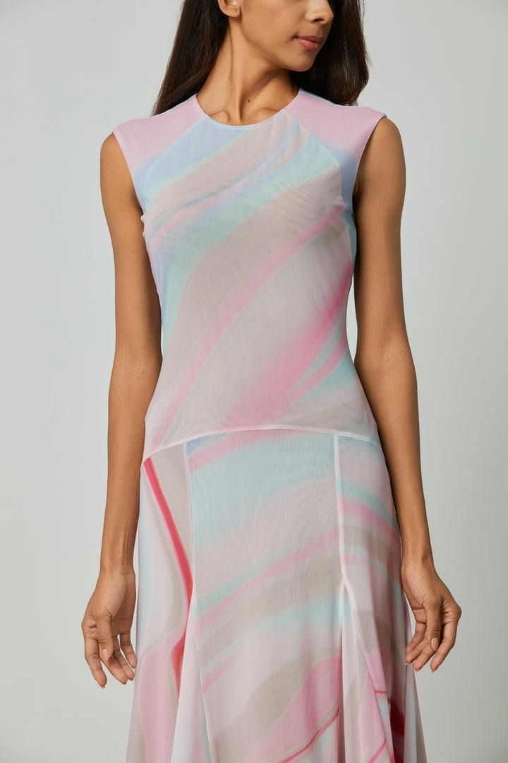 Vivid Elegance High-Neck Dress