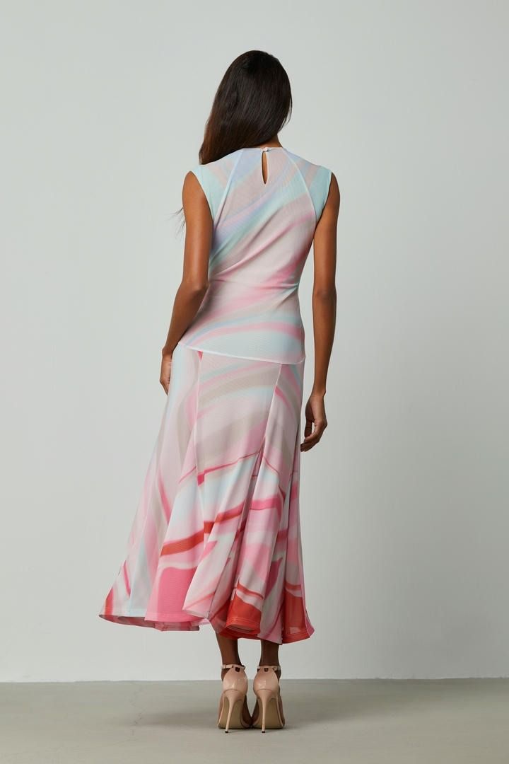 Vivid Elegance High-Neck Dress