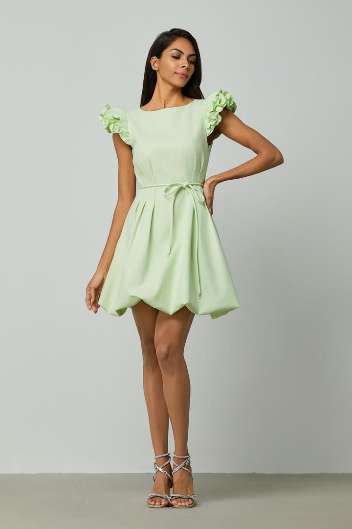 Green flower applique dress