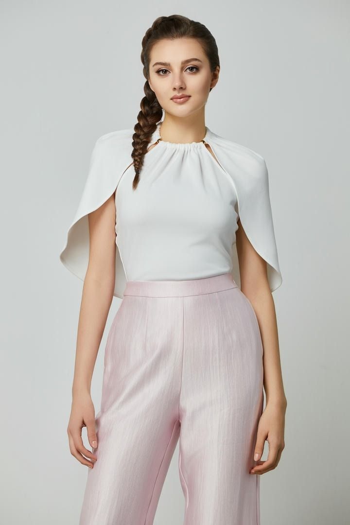 Beaded Chain Cape Fitted Blouse