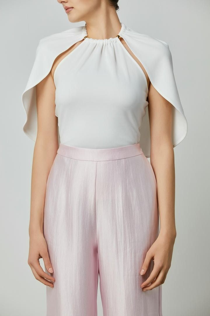 Beaded Chain Cape Fitted Blouse