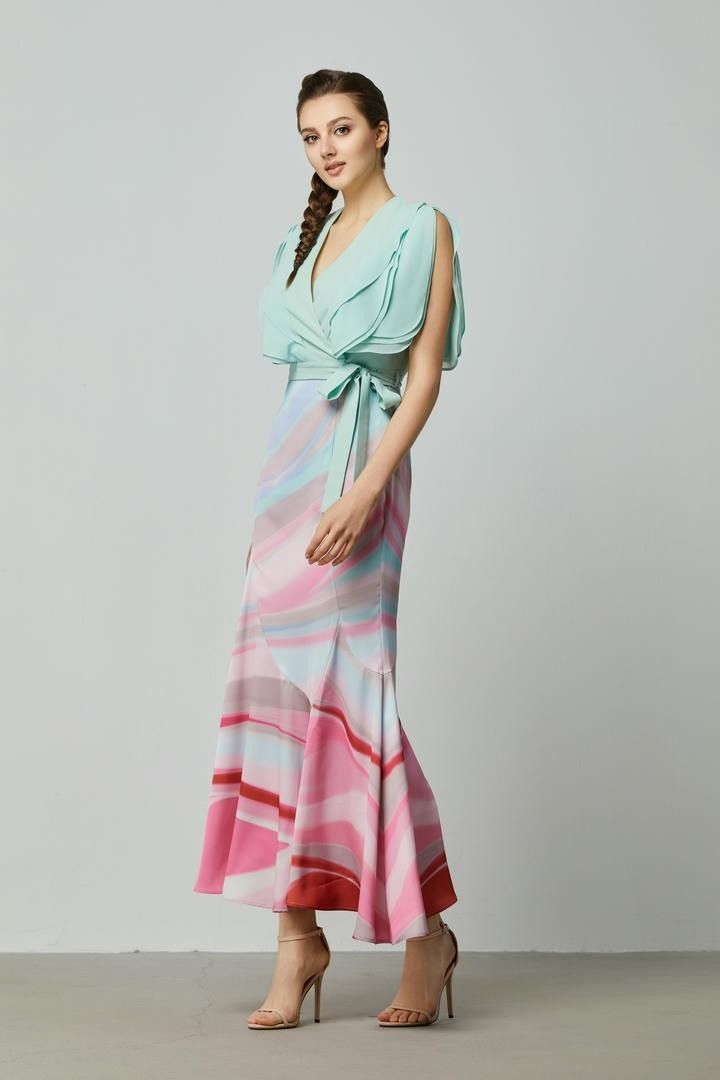 Wavy Print High-Waist Skirt