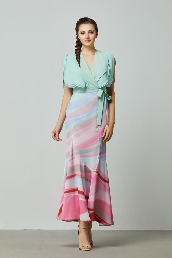 Wavy Print High-Waist Skirt