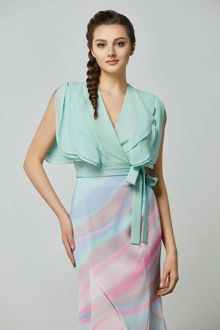Mint Ruffle Wrap Top
