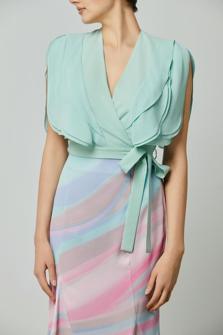 Mint Ruffle Wrap Top