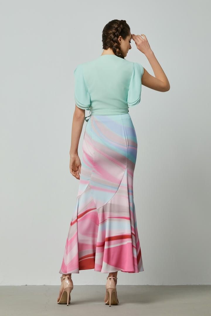 Wavy Print High-Waist Skirt