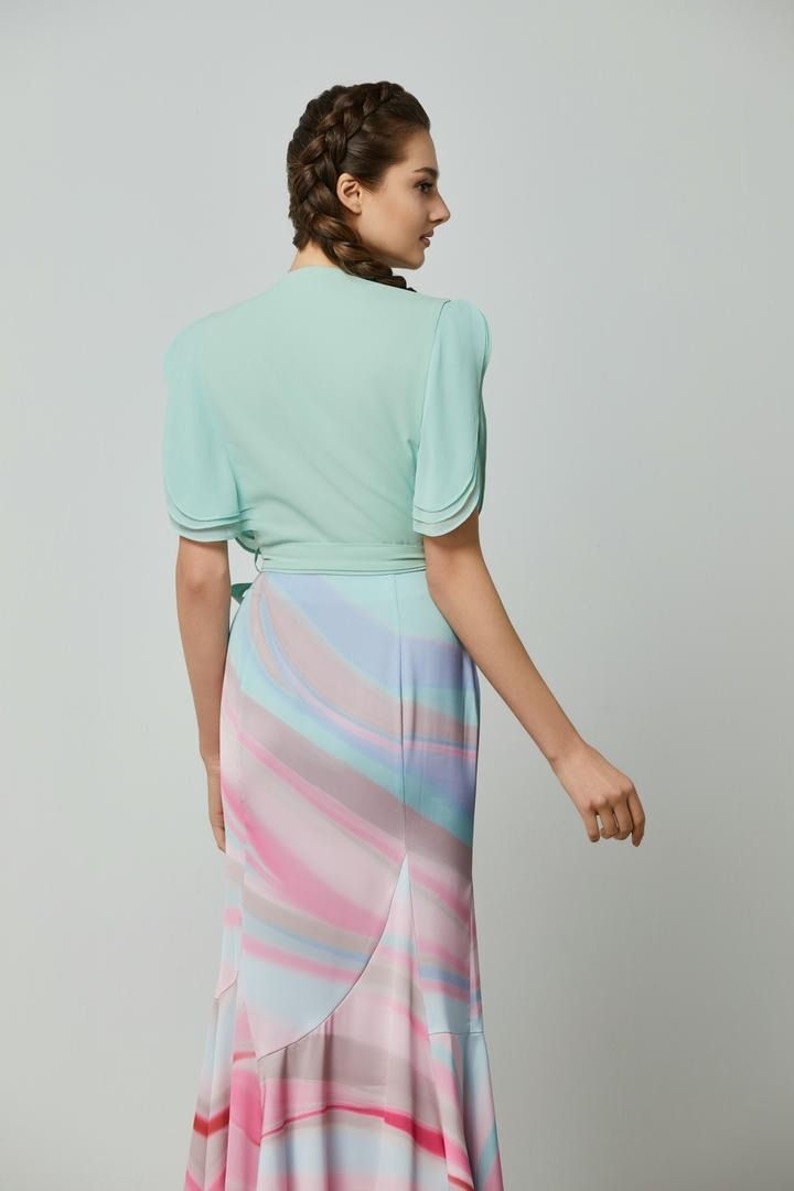 Mint Ruffle Wrap Top