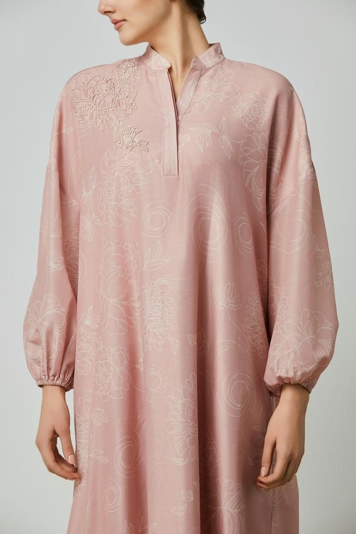 Beaded Balloon-Sleeve Kaftan